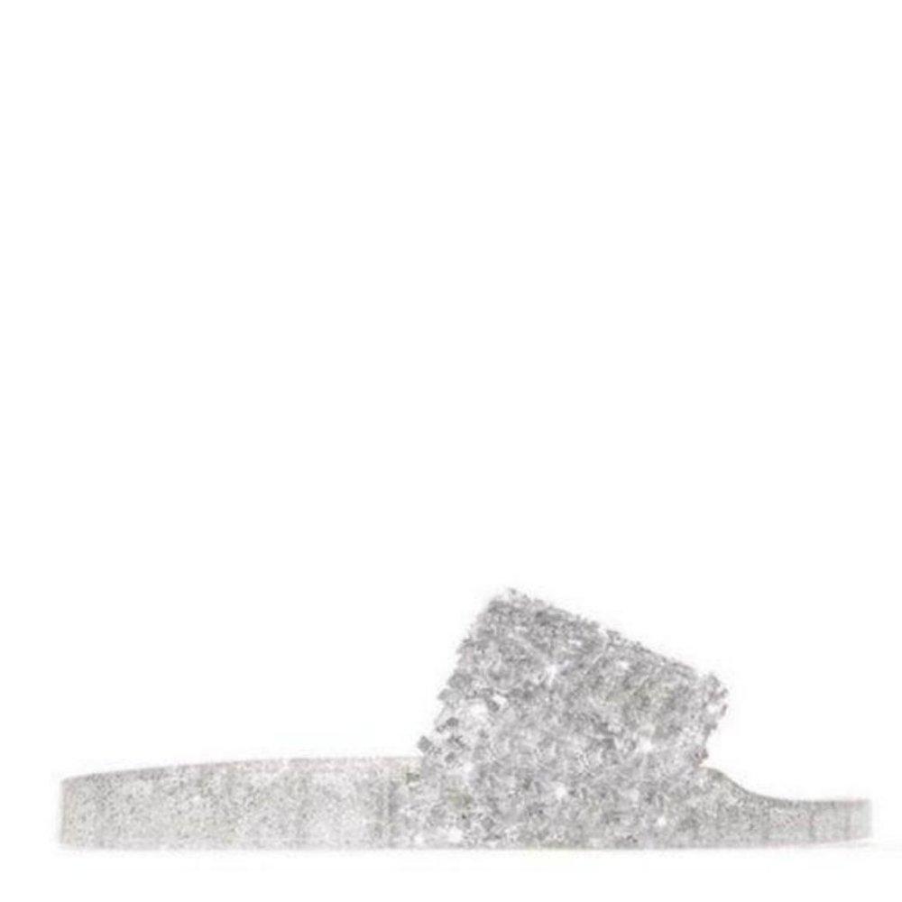 !!RESTOCKED!! Silver Embellished Sparkle Slides - Picture 4 of 6